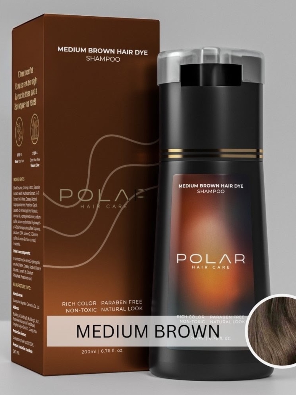 Medium Brown Hair Dye Shampoo by Polat